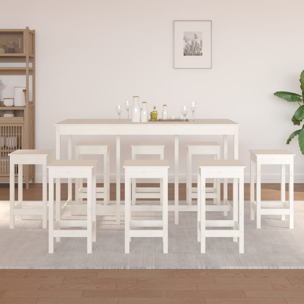 9-delige Barset massief grenenhout wit