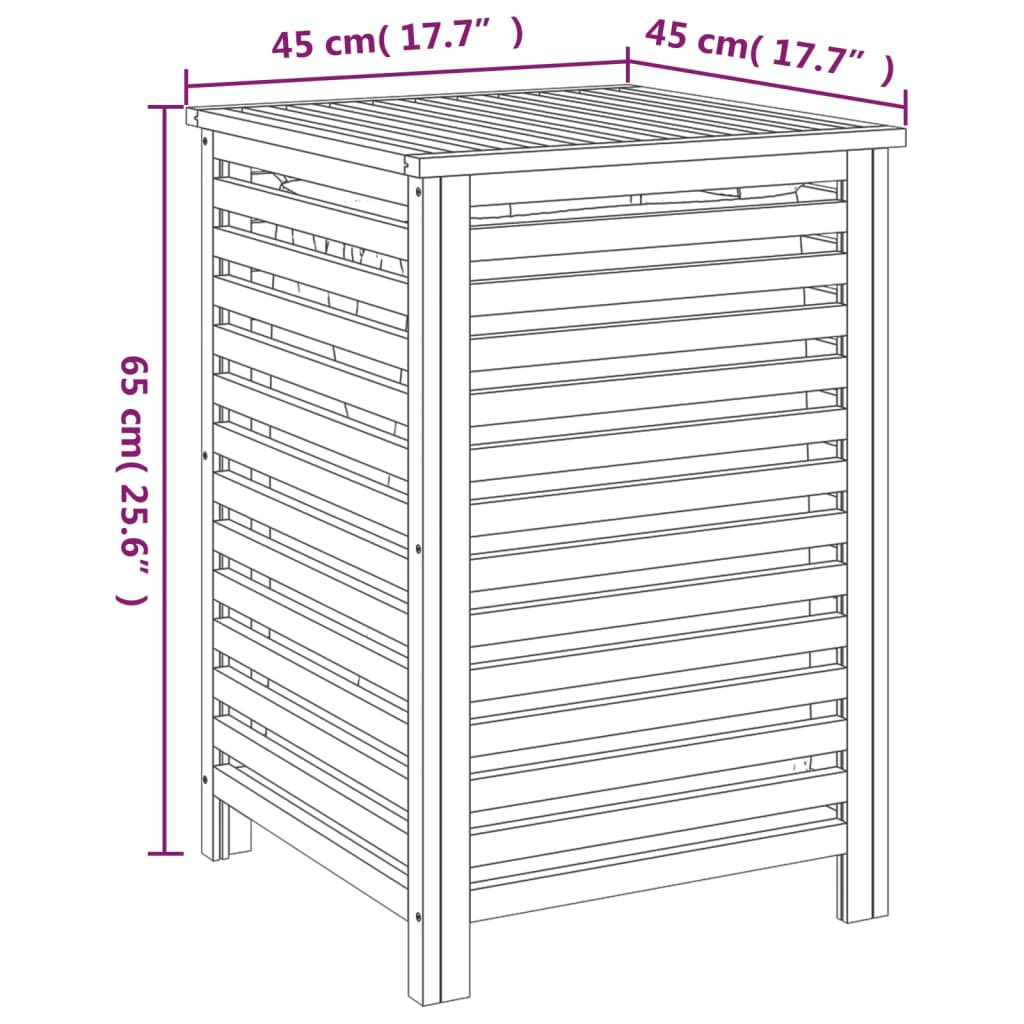 Wasmand 45x45x65 cm massief walnotenhout