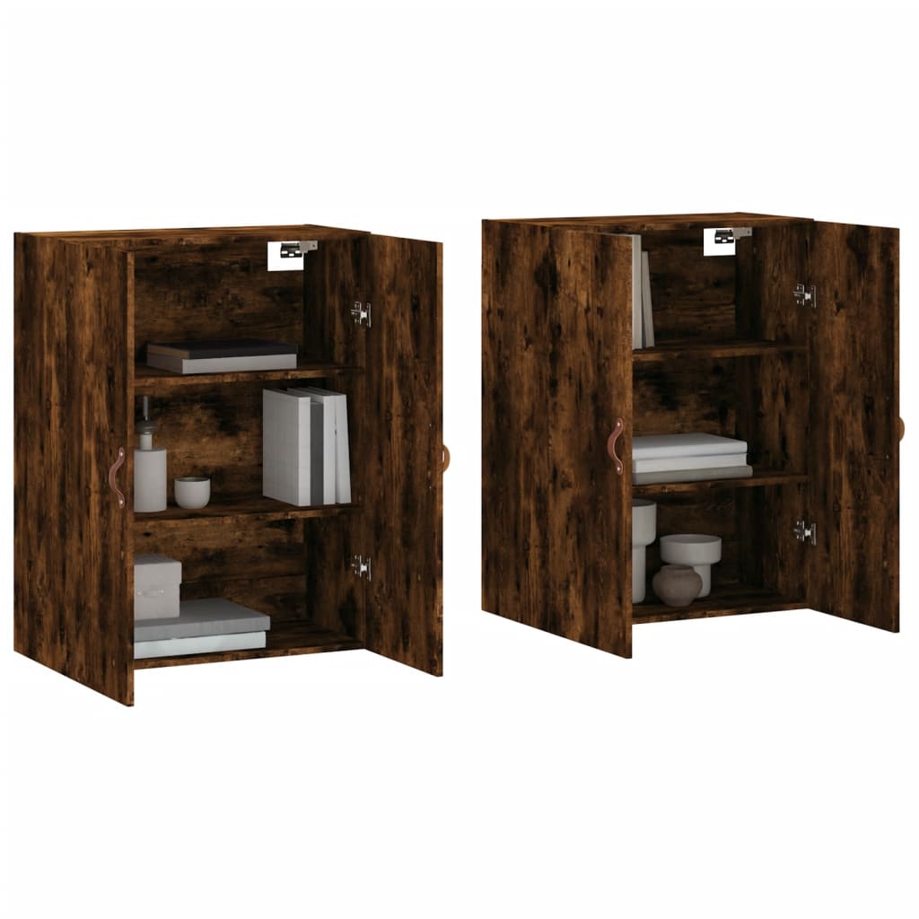 Hangkasten 2 st 69,5x34x90 cm gerookt eikenkleurig
