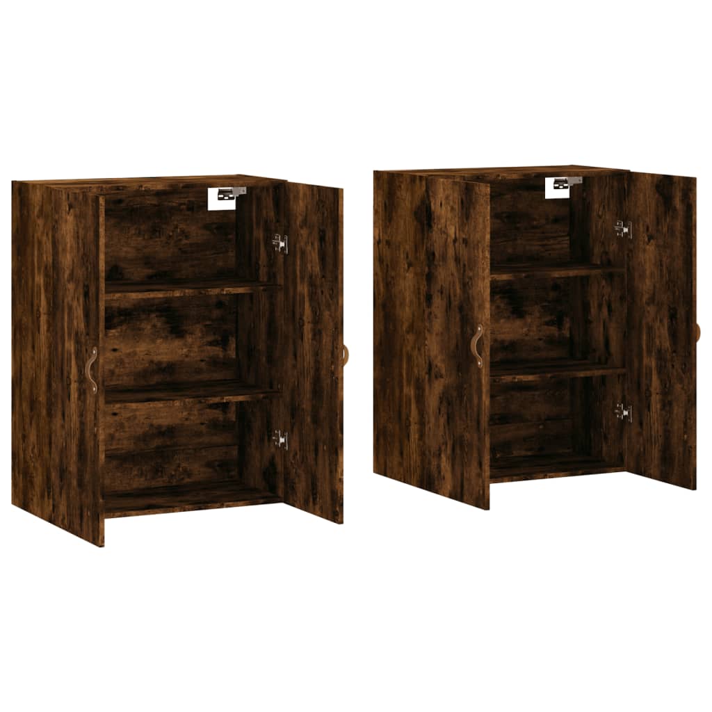 Hangkasten 2 st 69,5x34x90 cm gerookt eikenkleurig