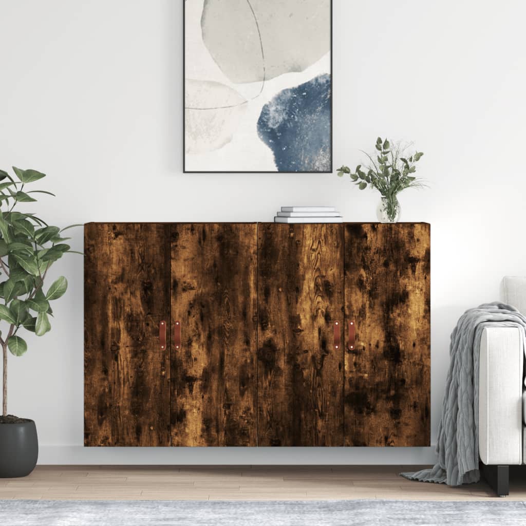 Hangkasten 2 st 69,5x34x90 cm gerookt eikenkleurig