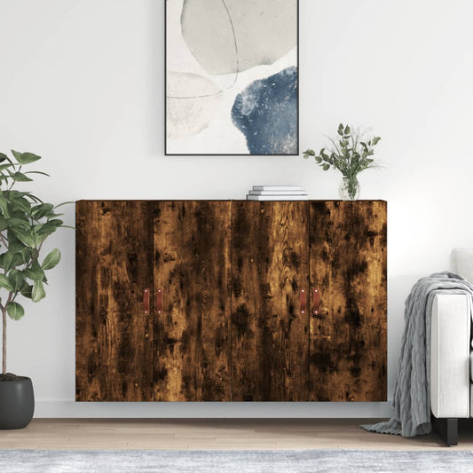 Hangkasten 2 st 69,5x34x90 cm gerookt eikenkleurig