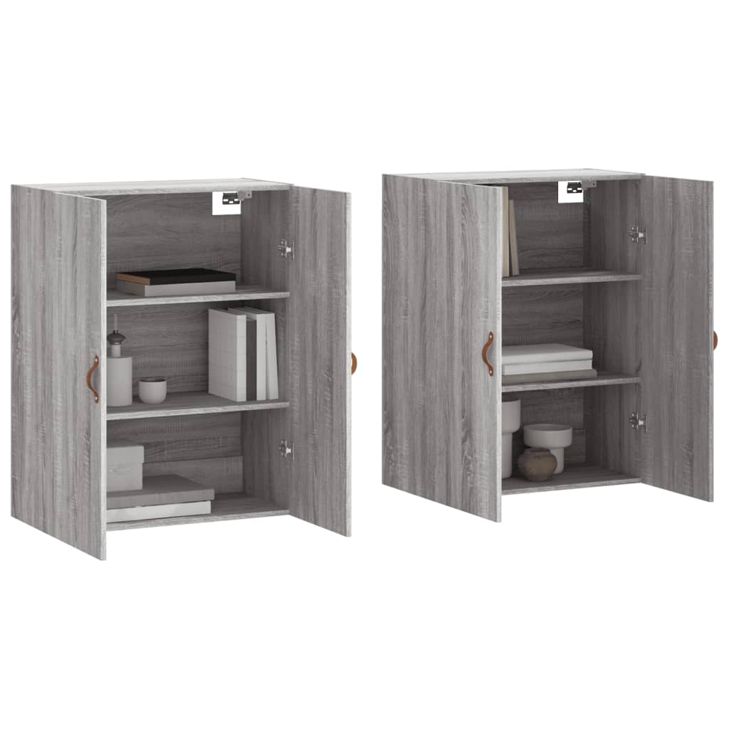 Hangkasten 2 st 69,5x34x90 cm grijs sonoma eikenkleurig