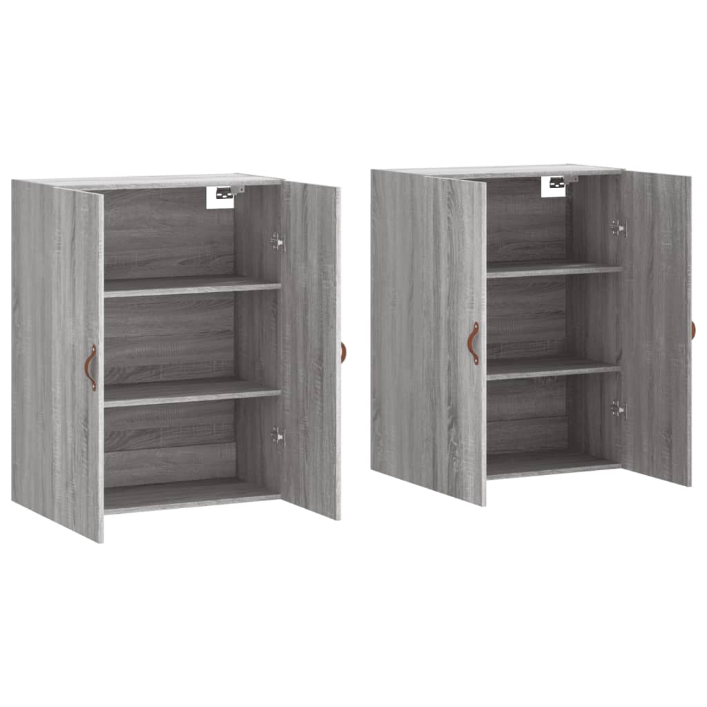 Hangkasten 2 st 69,5x34x90 cm grijs sonoma eikenkleurig
