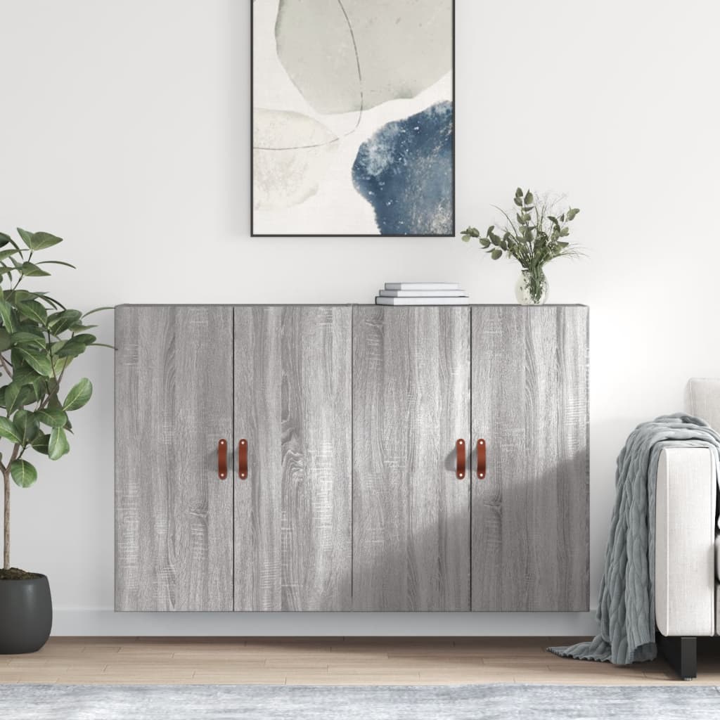 Hangkasten 2 st 69,5x34x90 cm grijs sonoma eikenkleurig