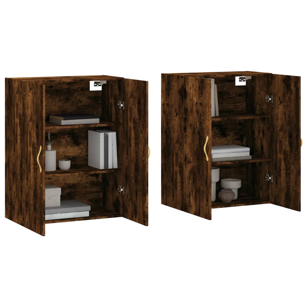 Hangkasten 2 st 69,5x34x90 cm gerookt eikenkleurig