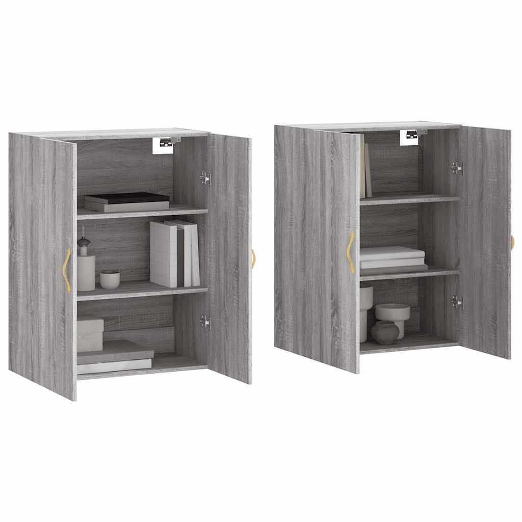 Hangkasten 2 st 69,5x34x90 cm grijs sonoma eikenkleurig