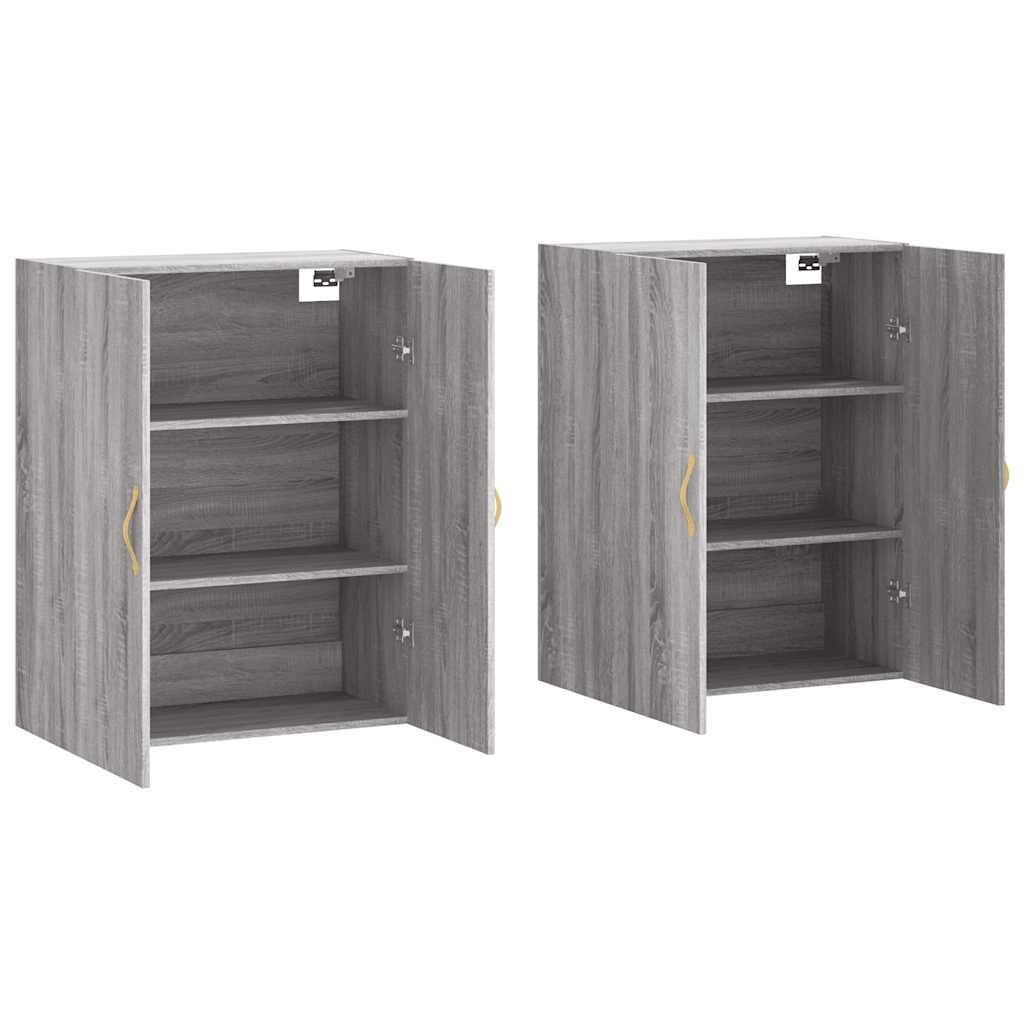 Hangkasten 2 st 69,5x34x90 cm grijs sonoma eikenkleurig