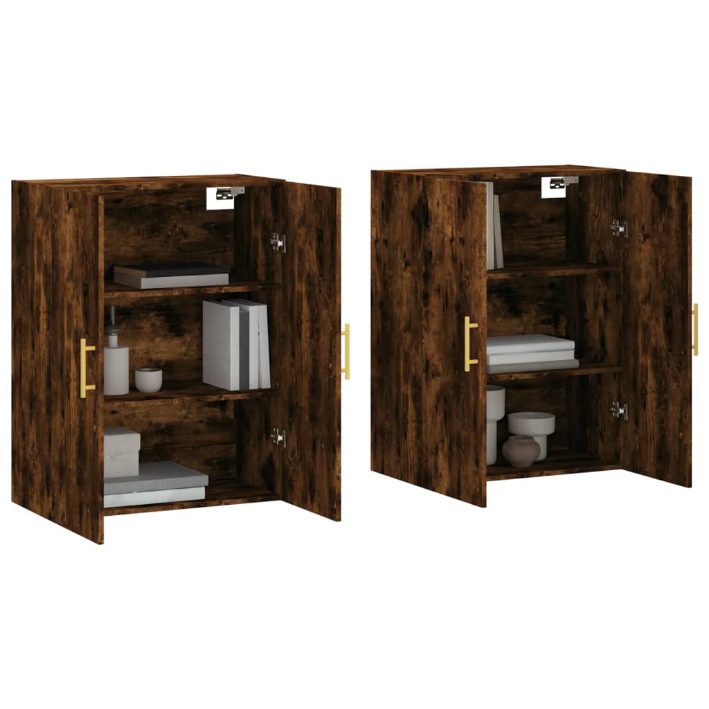 Hangkasten 2 st 69,5x34x90 cm gerookt eikenkleurig