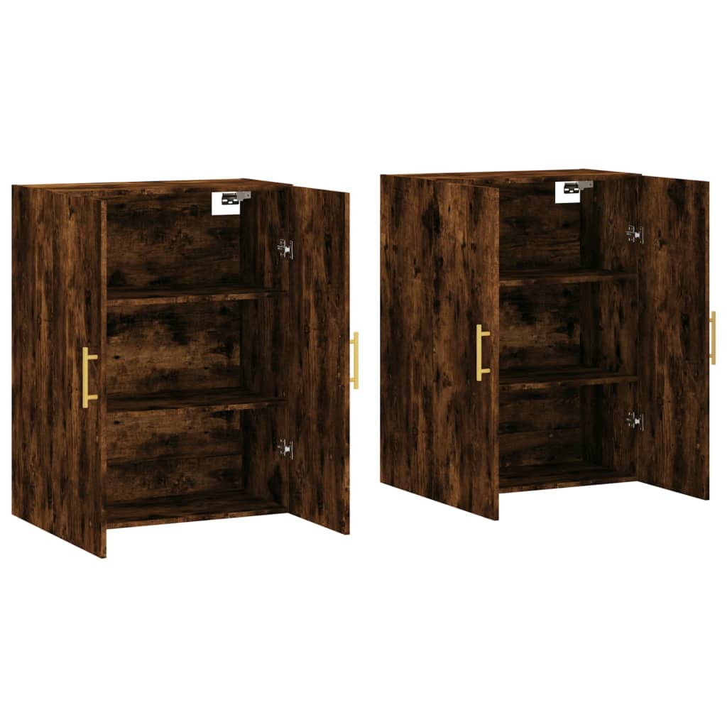 Hangkasten 2 st 69,5x34x90 cm gerookt eikenkleurig