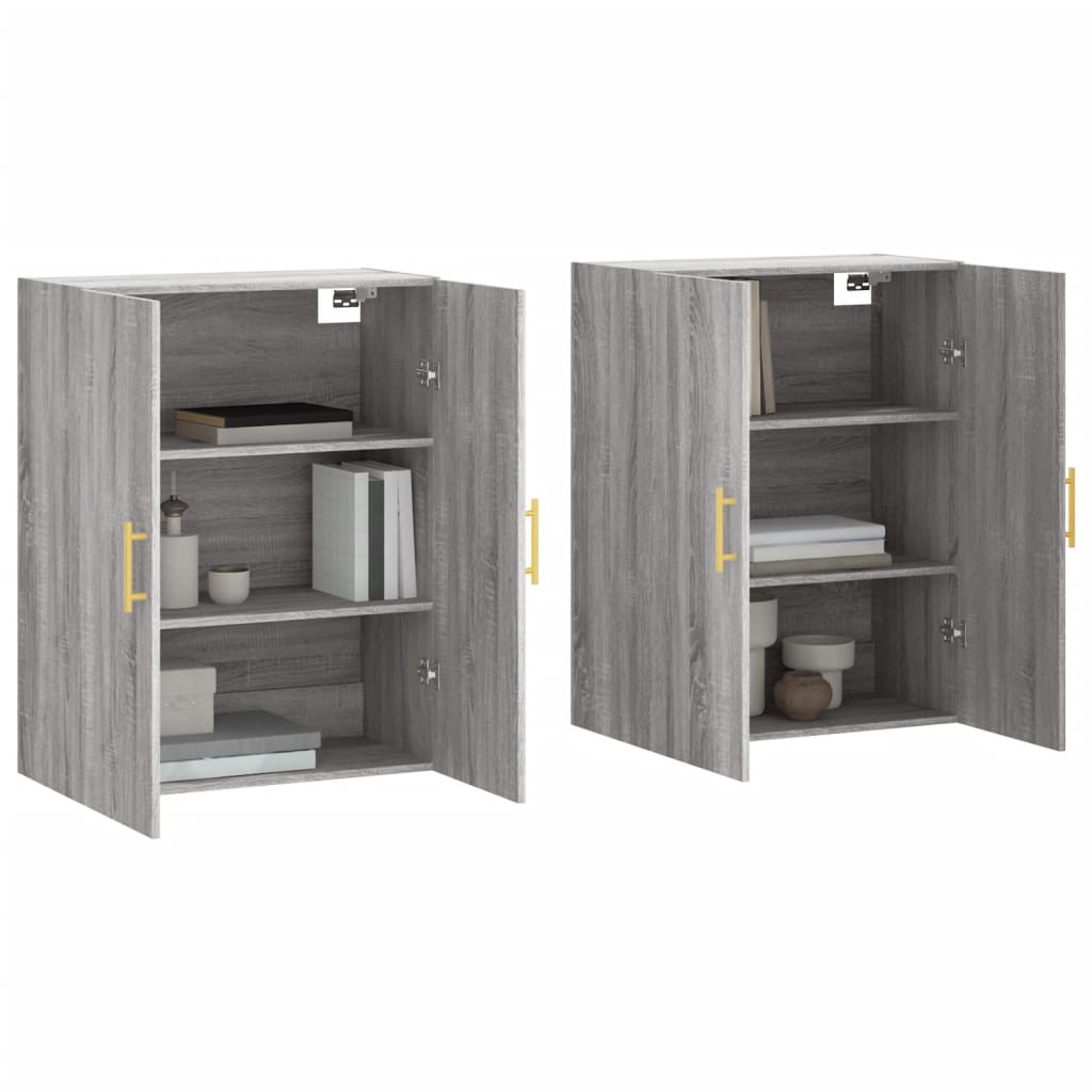 Hangkasten 2 st 69,5x34x90 cm grijs sonoma eikenkleurig