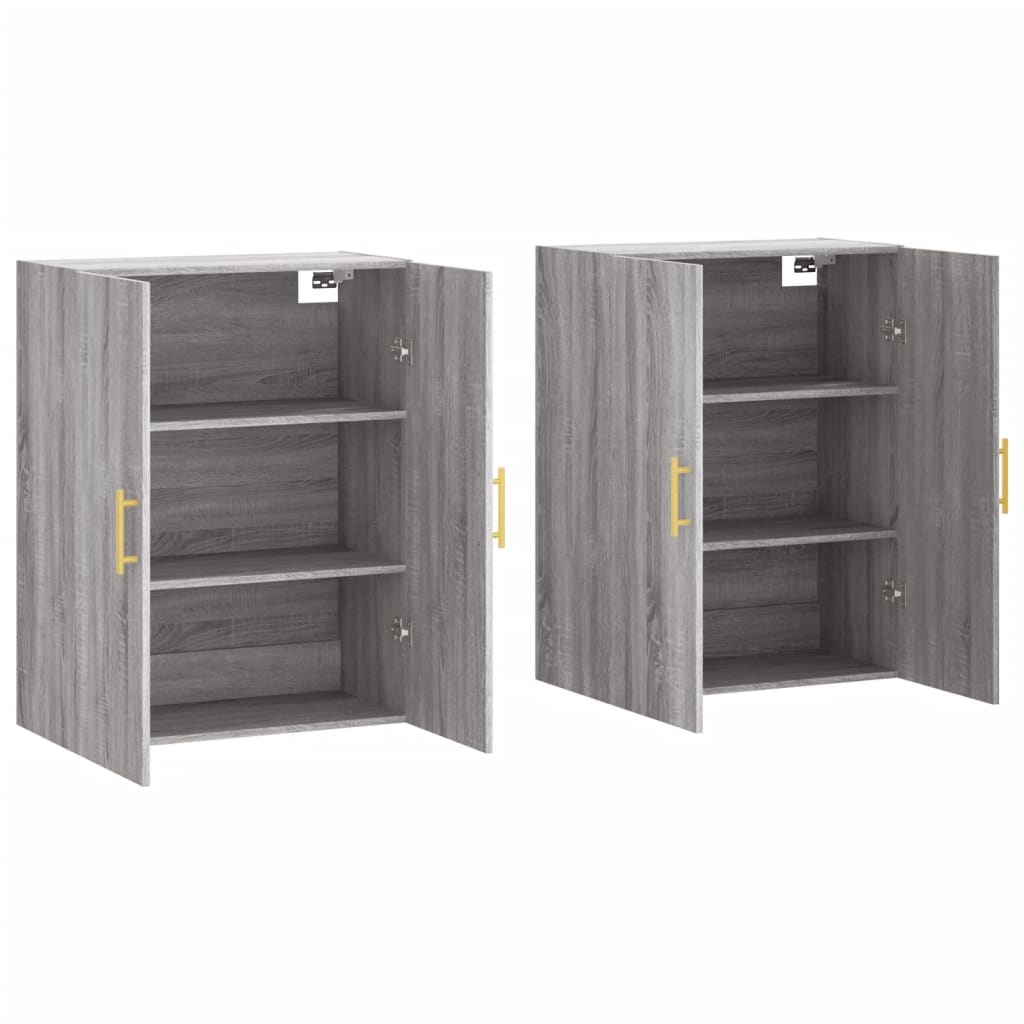 Hangkasten 2 st 69,5x34x90 cm grijs sonoma eikenkleurig