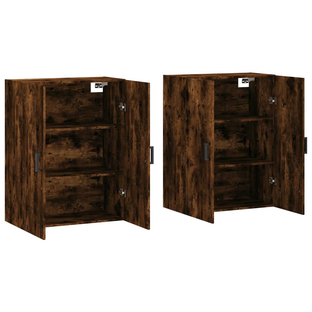 Hangkasten 2 st 69,5x34x90 cm gerookt eikenkleurig