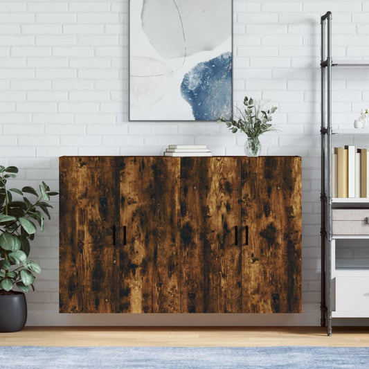 Hangkasten 2 st 69,5x34x90 cm gerookt eikenkleurig