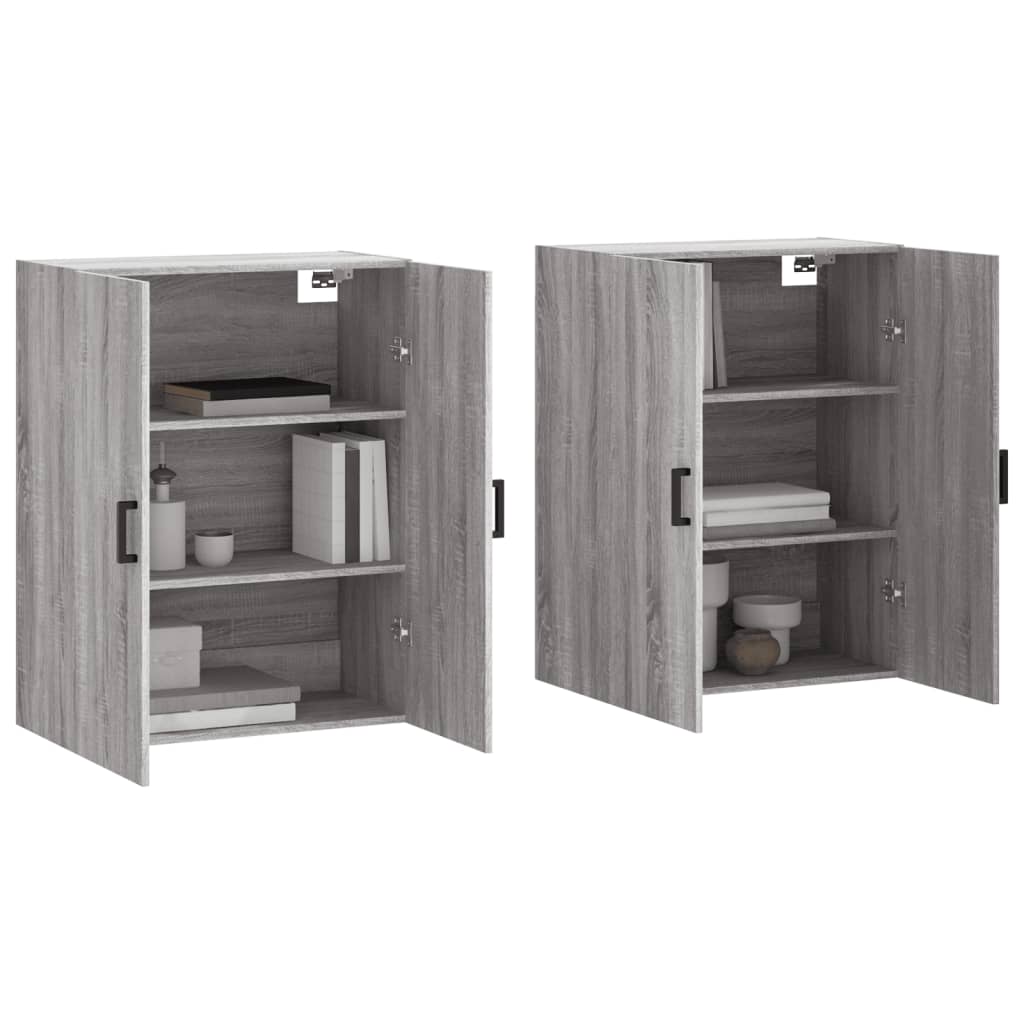 Hangkasten 2 st 69,5x34x90 cm grijs sonoma eikenkleurig