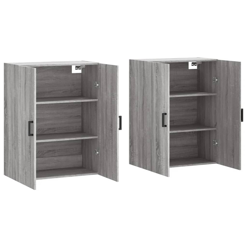 Hangkasten 2 st 69,5x34x90 cm grijs sonoma eikenkleurig