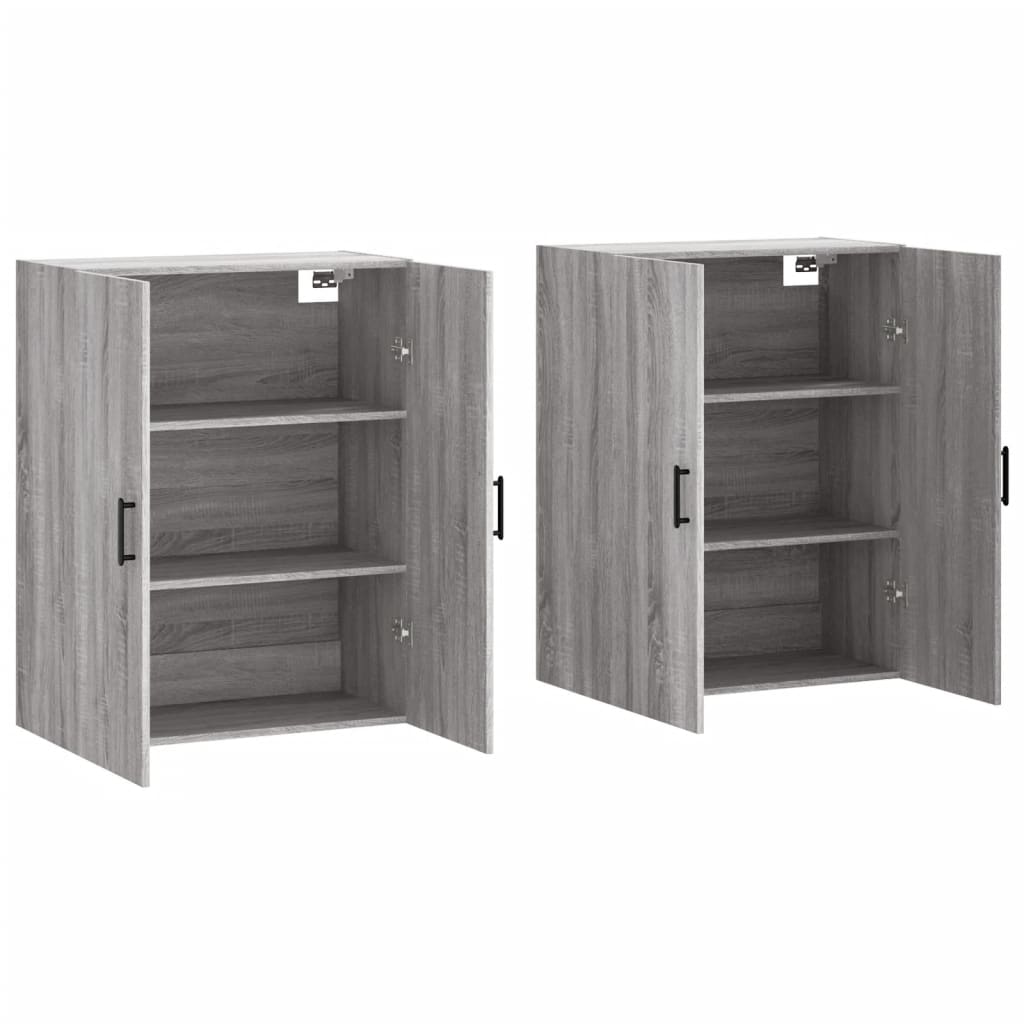 Hangkasten 2 st 69,5x34x90 cm grijs sonoma eikenkleurig