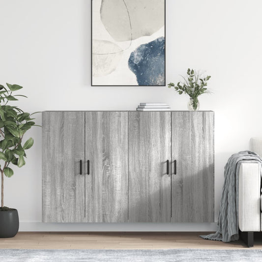 Hangkasten 2 st 69,5x34x90 cm grijs sonoma eikenkleurig