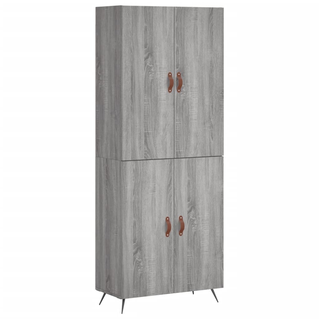 Hoge kast 69,5x34x180 cm bewerkt hout grijs sonoma eikenkleurig