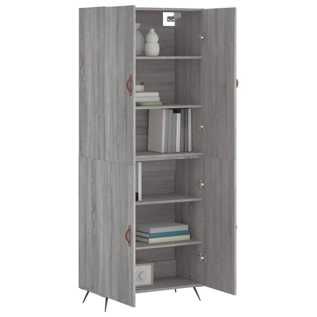Hoge kast 69,5x34x180 cm bewerkt hout grijs sonoma eikenkleurig