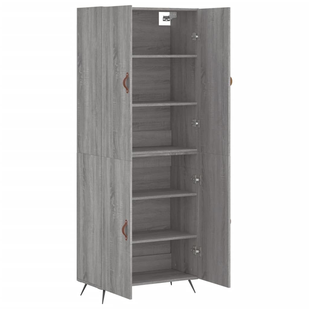 Hoge kast 69,5x34x180 cm bewerkt hout grijs sonoma eikenkleurig