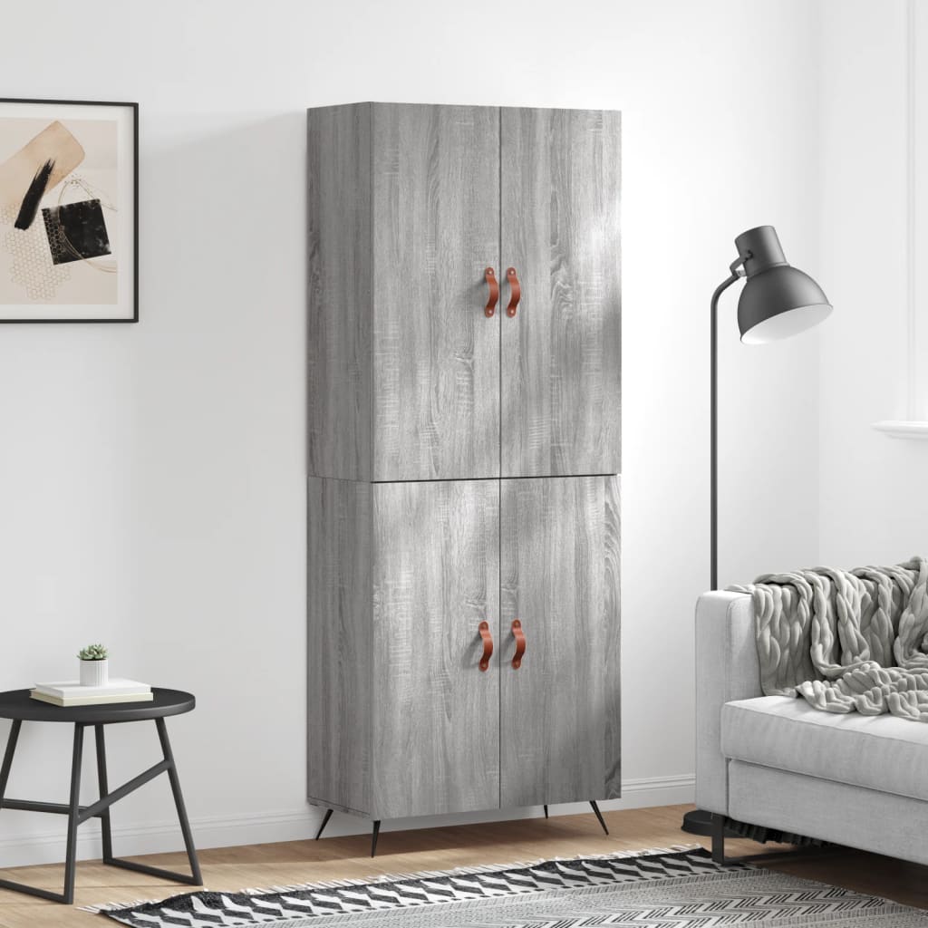 Hoge kast 69,5x34x180 cm bewerkt hout grijs sonoma eikenkleurig