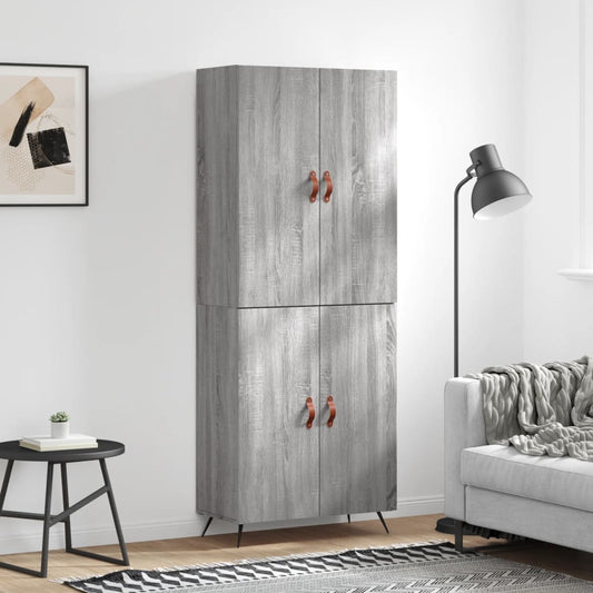 Hoge kast 69,5x34x180 cm bewerkt hout grijs sonoma eikenkleurig