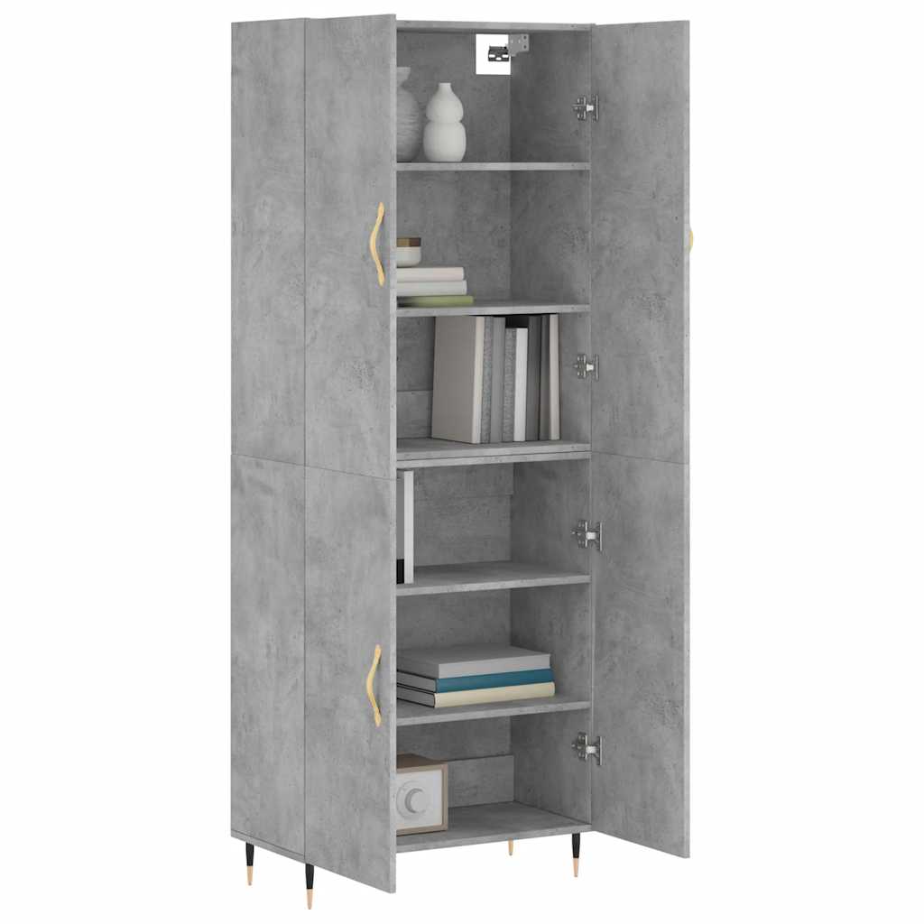 Hoge kast 69,5x34x180 cm bewerkt hout betongrijs