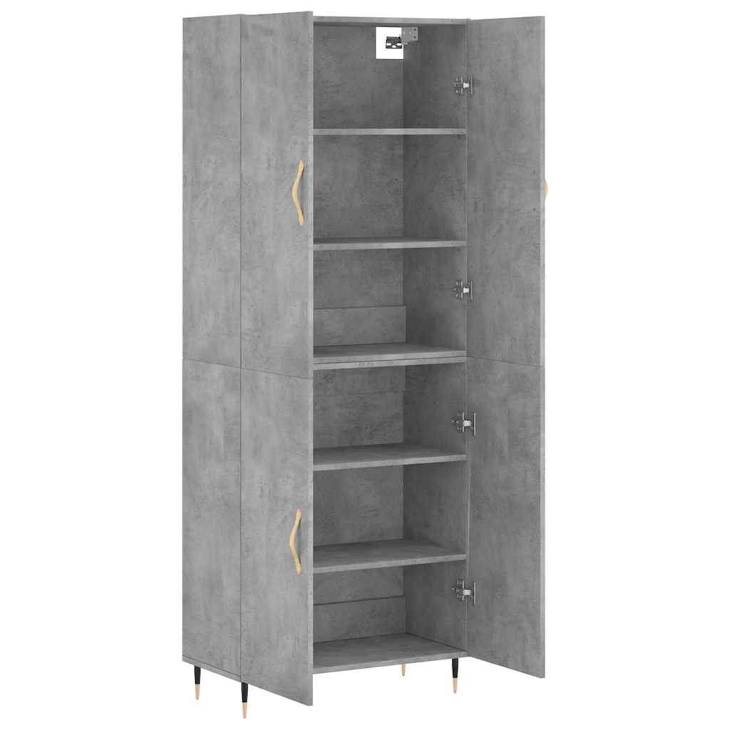 Hoge kast 69,5x34x180 cm bewerkt hout betongrijs