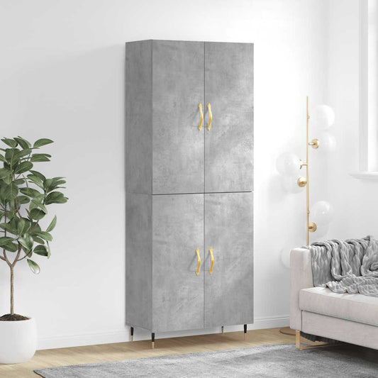 Hoge kast 69,5x34x180 cm bewerkt hout betongrijs