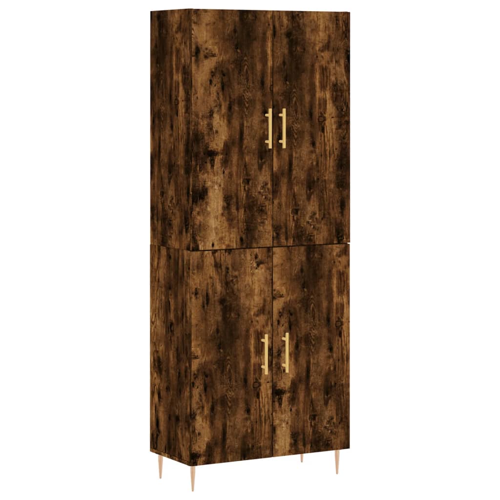 Hoge kast 69,5x34x180 cm bewerkt hout gerookt eikenkleurig