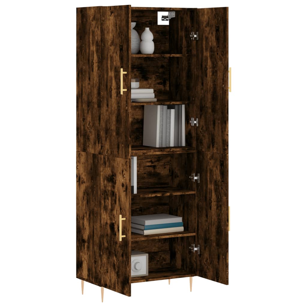 Hoge kast 69,5x34x180 cm bewerkt hout gerookt eikenkleurig