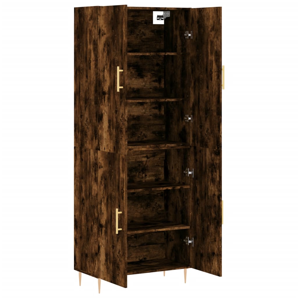 Hoge kast 69,5x34x180 cm bewerkt hout gerookt eikenkleurig