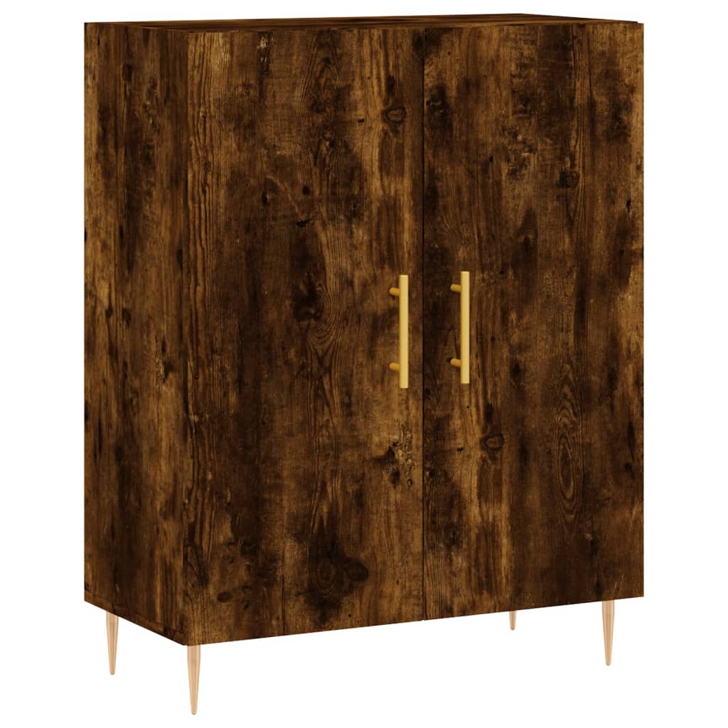Hoge kast 69,5x34x180 cm bewerkt hout gerookt eikenkleurig