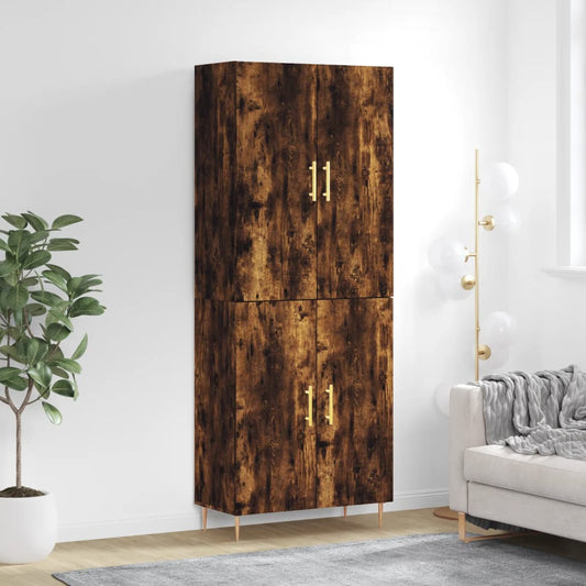 Hoge kast 69,5x34x180 cm bewerkt hout gerookt eikenkleurig
