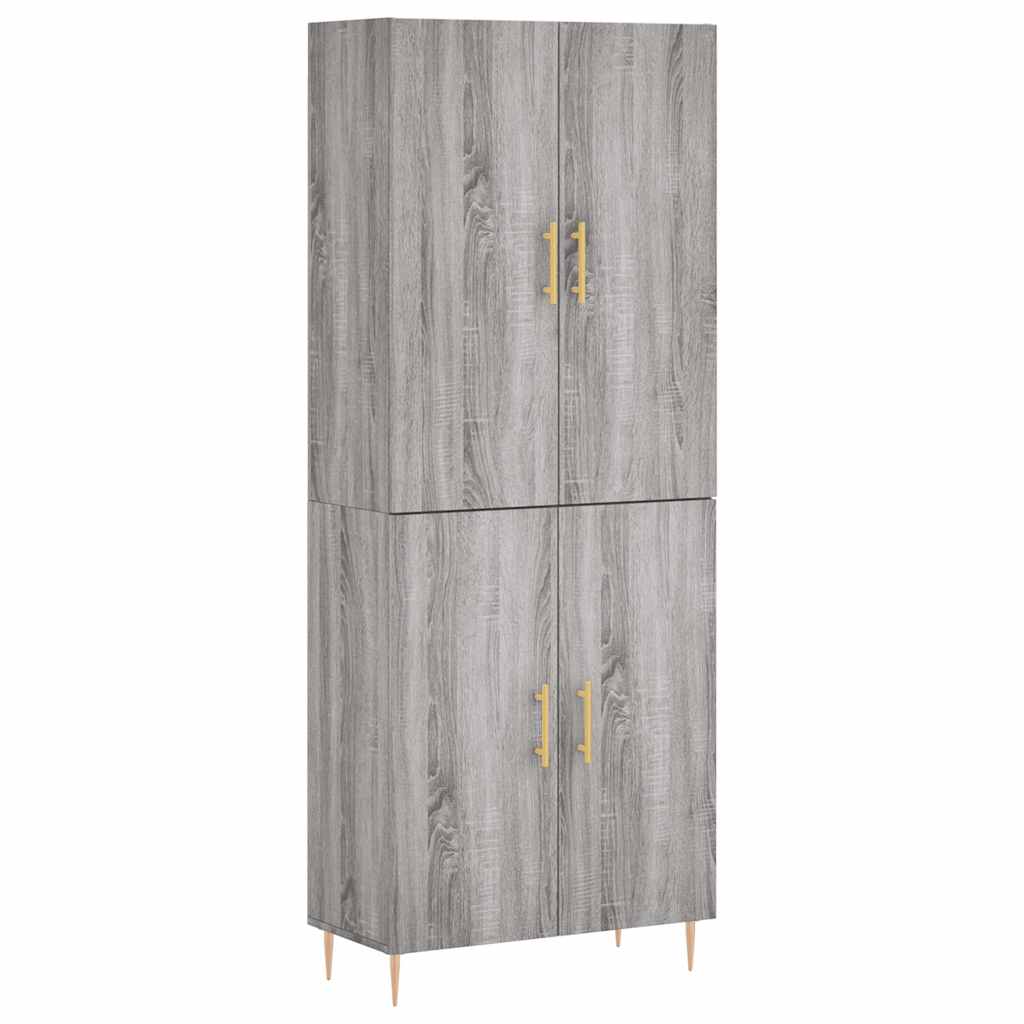 Hoge kast 69,5x34x180 cm bewerkt hout grijs sonoma eikenkleurig