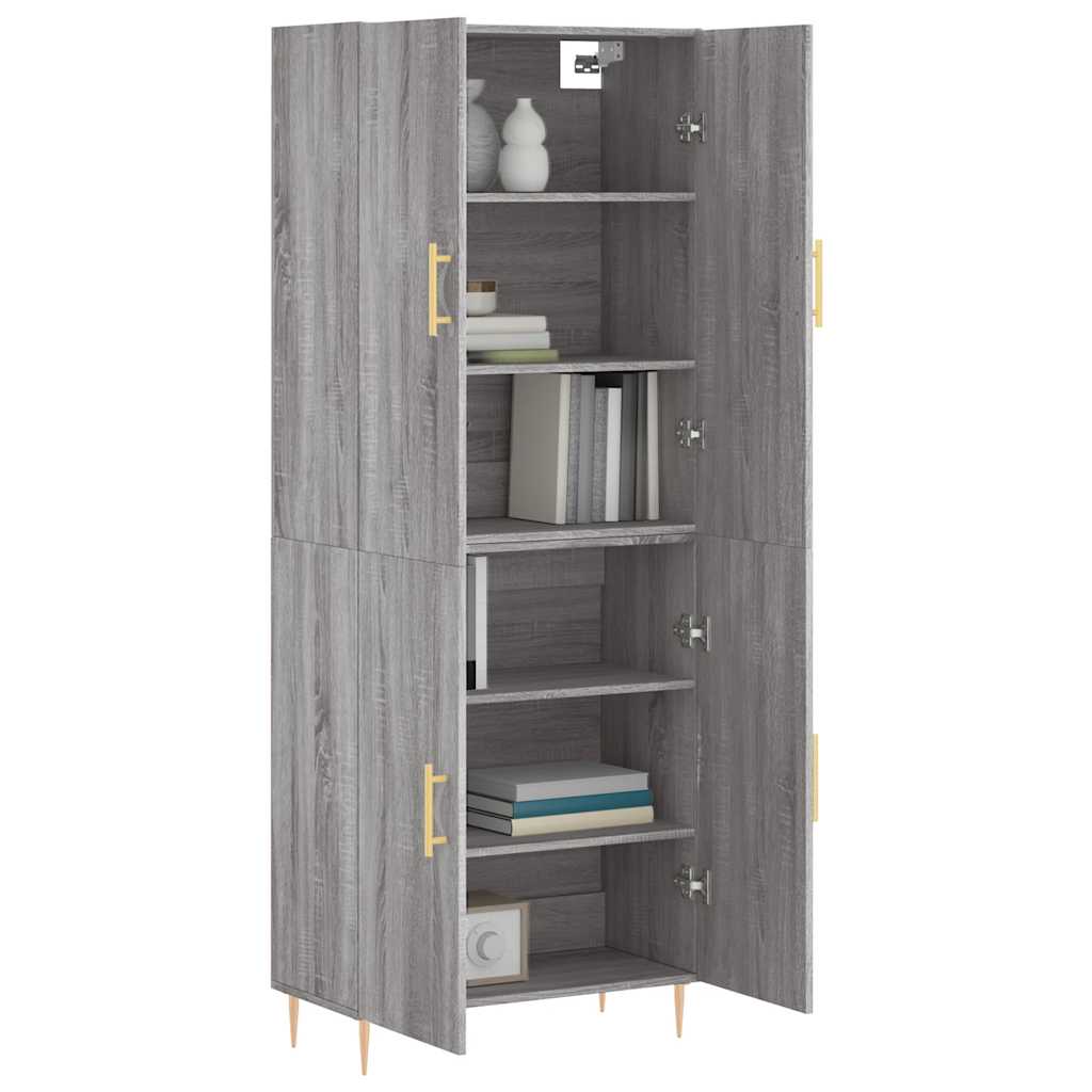 Hoge kast 69,5x34x180 cm bewerkt hout grijs sonoma eikenkleurig