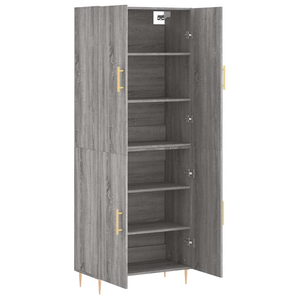 Hoge kast 69,5x34x180 cm bewerkt hout grijs sonoma eikenkleurig