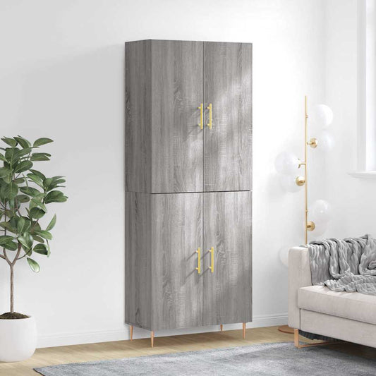 Hoge kast 69,5x34x180 cm bewerkt hout grijs sonoma eikenkleurig