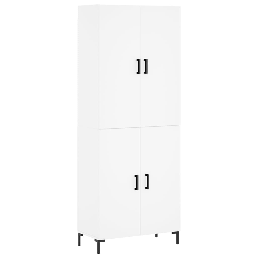Hoge kast 69,5x34x180 cm bewerkt hout wit