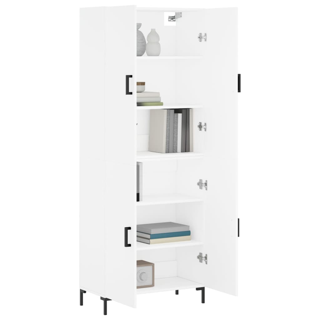 Hoge kast 69,5x34x180 cm bewerkt hout wit