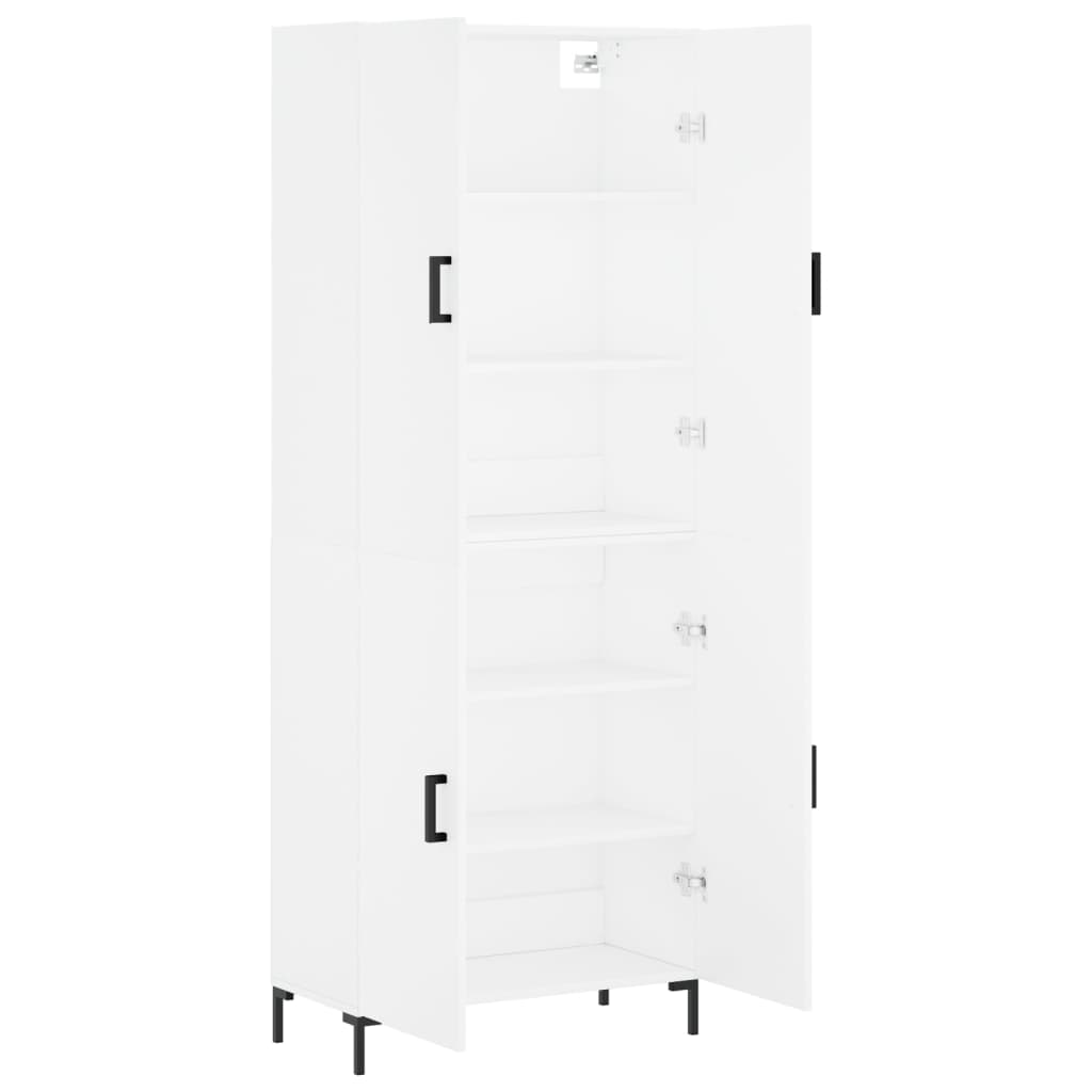 Hoge kast 69,5x34x180 cm bewerkt hout wit