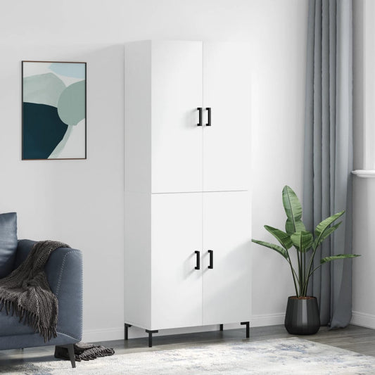 Hoge kast 69,5x34x180 cm bewerkt hout wit