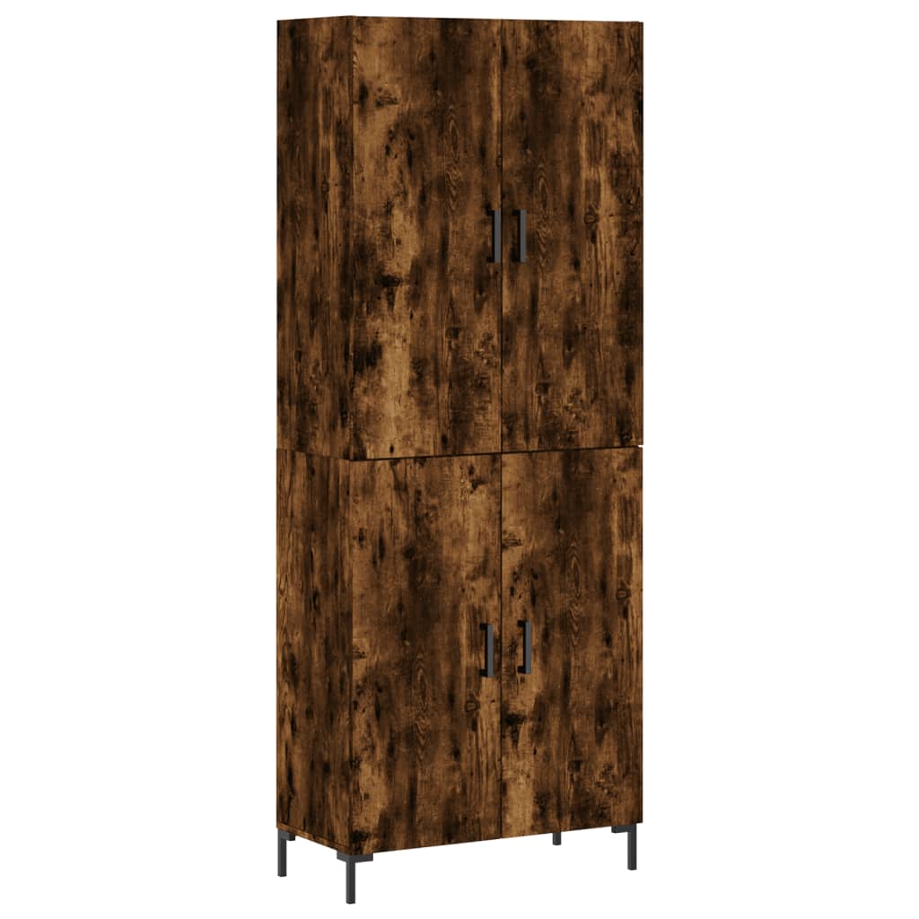 Hoge kast 69,5x34x180 cm bewerkt hout gerookt eikenkleurig
