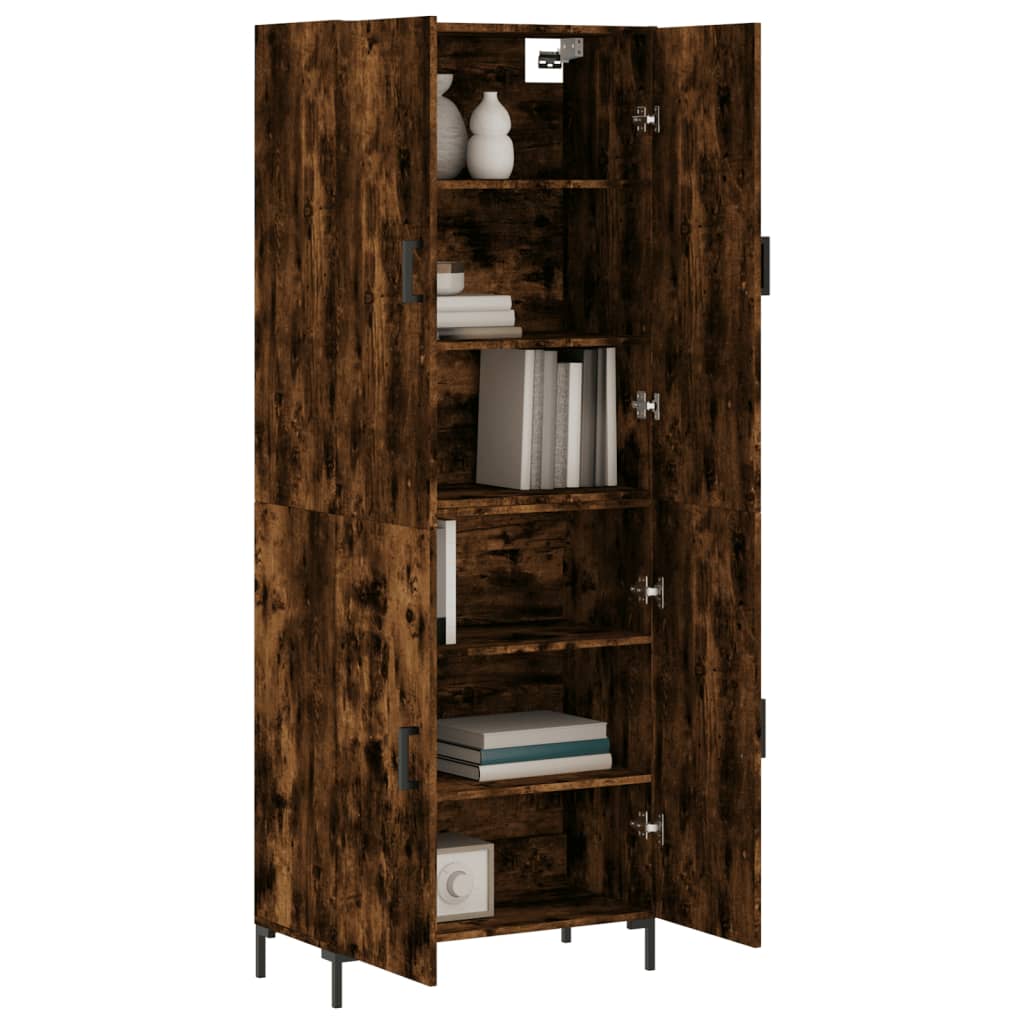 Hoge kast 69,5x34x180 cm bewerkt hout gerookt eikenkleurig