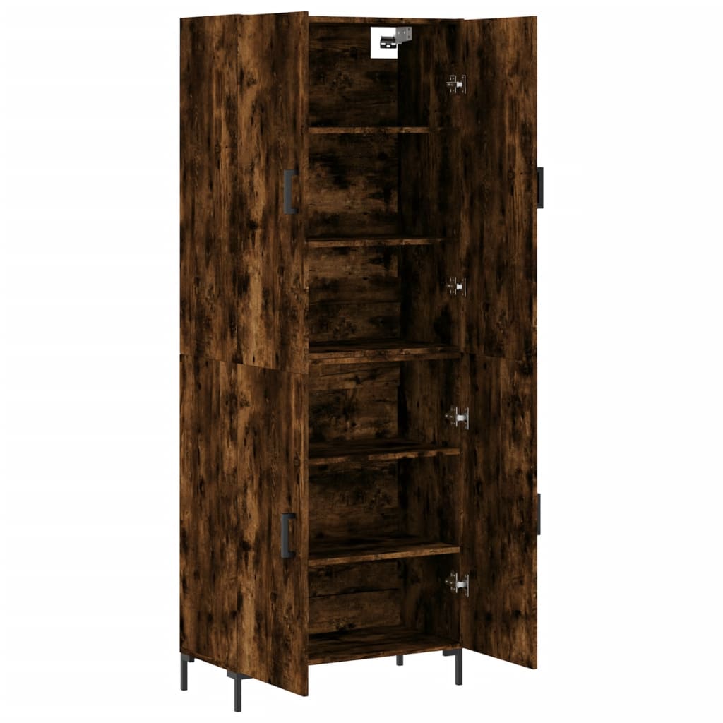 Hoge kast 69,5x34x180 cm bewerkt hout gerookt eikenkleurig