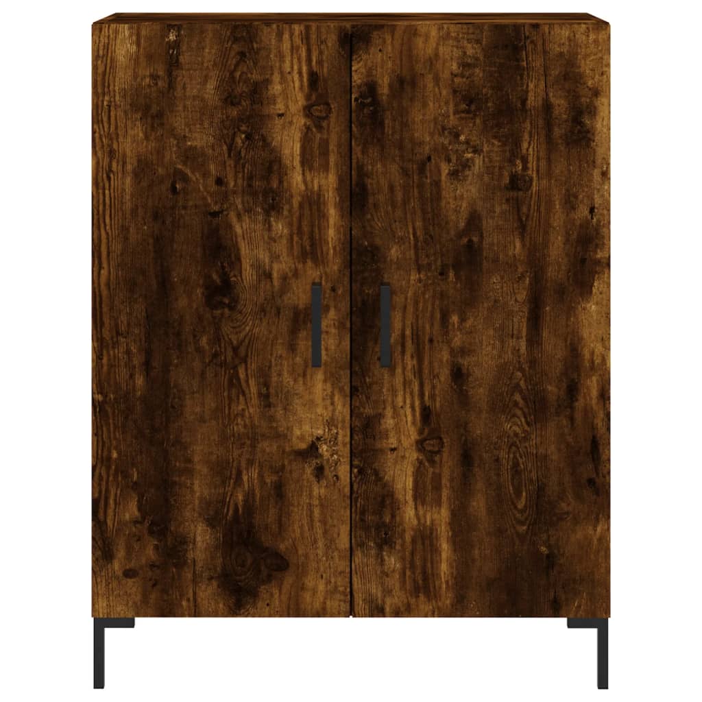 Hoge kast 69,5x34x180 cm bewerkt hout gerookt eikenkleurig
