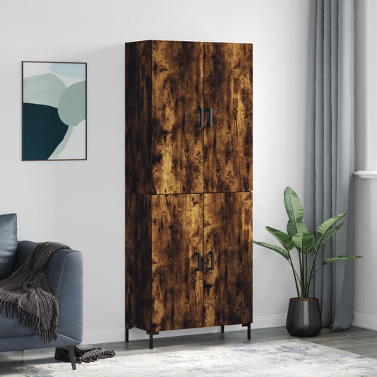 Hoge kast 69,5x34x180 cm bewerkt hout gerookt eikenkleurig