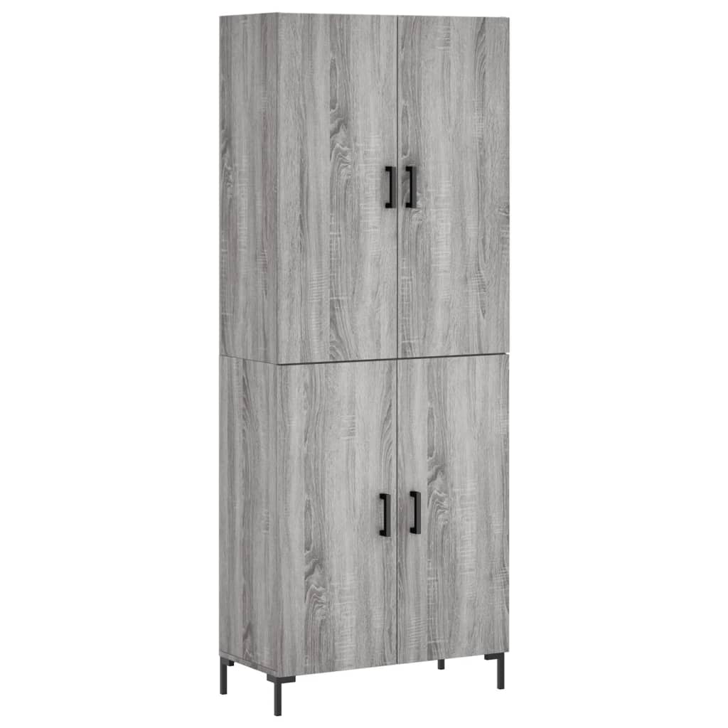 Hoge kast 69,5x34x180 cm bewerkt hout grijs sonoma eikenkleurig