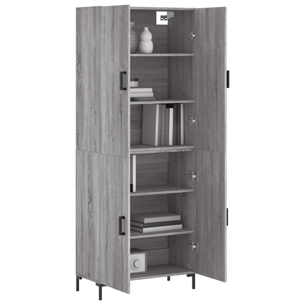 Hoge kast 69,5x34x180 cm bewerkt hout grijs sonoma eikenkleurig
